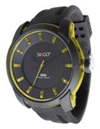 Imagen de SVAGO - RELOJ PILATUS ANÁLOGO UNISEX, RESISTENCIA 100 M / 10 ATM, COLOR NEGRO CON CAJA E INDIEX AMARILLO TRASLÚCIDO