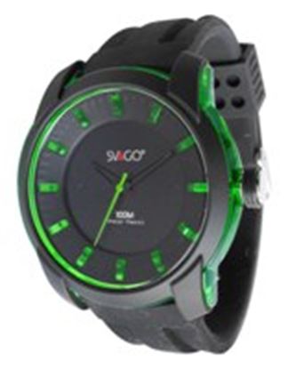Imagen de SVAGO - RELOJ PILATUS ANÁLOGO UNISEX, RESISTENCIA 100 M / 10 ATM, COLOR NEGRO CON CAJA E INDEX VERDE TRASLÚCIDO