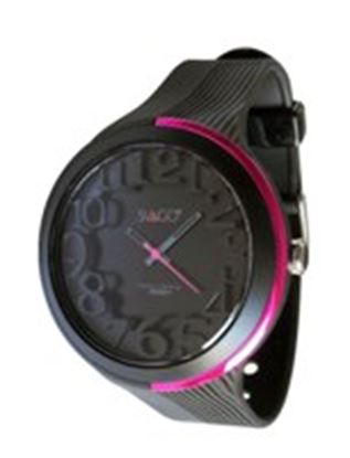 Imagen de SVAGO - RELOJ PILATUS ANÁLOGO UNISEX, RESISTENCIA 100 M / 10 ATM,  COLOR NEGRO, BISEL NEGRO/FIUSHA