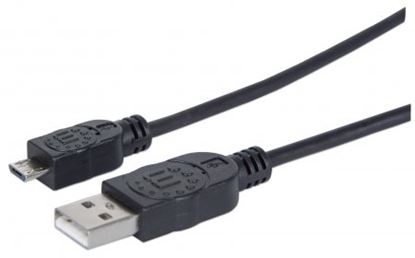 Imagen de PAQ. C/5 - MANHATTAN - CABLE USB V2.0 A-MICRO B 0.5M NEG BB                                  