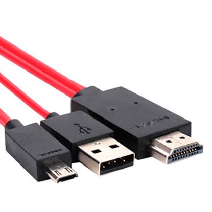 Imagen de PAQ. C/2 - DTC - GENÉRICO - CABLE USB V2.0 A MICRO MHL MACHO + HDMI