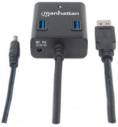 Imagen de MANHATTAN - HUB USB V3.0  4 PTOS  CON FUENTE NEGRO
