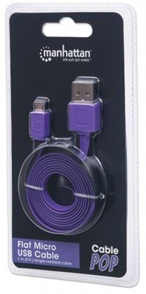 Imagen de PAQ. C/10 - MANHATTAN - CABLE USB V2.0 A-MICRO B 1.0M PLANO NEGRO/MORADO