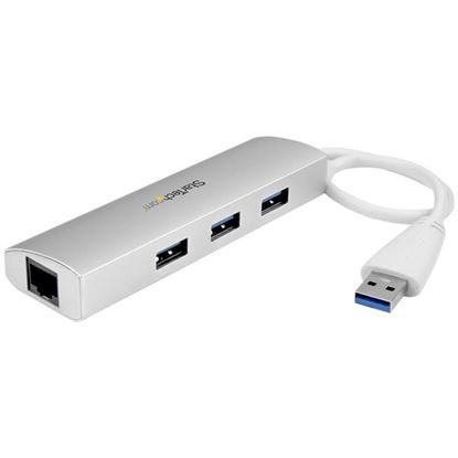 Imagen de STARTECH - HUB USB 3.0 PORTATIL CON CABLE 3 PUERTOS USB Y RED