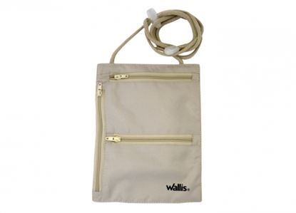 Imagen de WALLIS - CARTERA DE SEGURIDAD CON CORDÓN PARA COLGAR AJUSTABLE, 15X20 CM, COLOR BEIGE