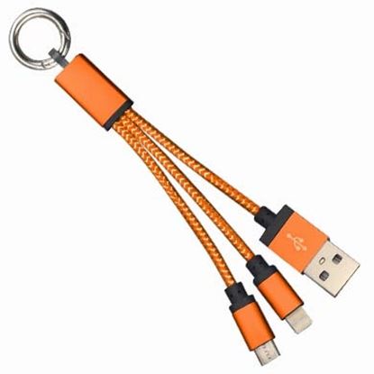 Imagen de PAQ. C/5 - DTC - B-ROBOTIX - CABLE USB V2.0 A MICRO/A LIGHTNING TIPO LLAVERO NARANJA