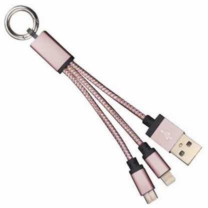 Imagen de PAQ. C/5 - DTC - B-ROBOTIX - CABLE USB V2.0 A MICRO/A LIGHTNING TIPO LLAVERO ROSA