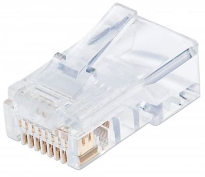 Imagen de IC - PLUG MODULAR RJ45 UTP CAT5E SOLIDO 100PZS CONTACTO CHAPA ORO