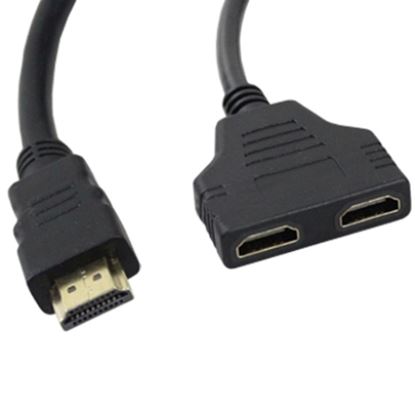 Imagen de PAQ. C/2 - DTC - B-ROBOTIX - CABLE HDMI "Y" MACHO A DOBLE HEMBRA 30 CM ADAPTADOR SPLITTER SOPORTE 1080 P 