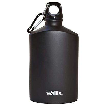 Imagen de WALLIS - BOTELLA DE ALUMINIO PLANA CON GANCHO Y TAPAROSCA, 500 ML, NEGRO