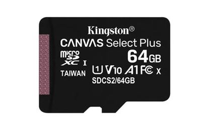 Imagen de PAQ. C/2 - KINGSTON - MICRO SDXC MEMORIA KINGSTON 64GB CANVAS SELECT PLUS 100R A1 C10