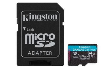 Imagen de PAQ. C/2 - KINGSTON - MICRO SDXC MEMORIA KINGSTON 64GB CANVAS GO PLUS A2 U3 V30 CARD