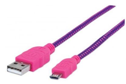 Imagen de PAQ. C/10 - IC - CABLE USB MICRO B 1.0M COLOR ROSA/MORADO