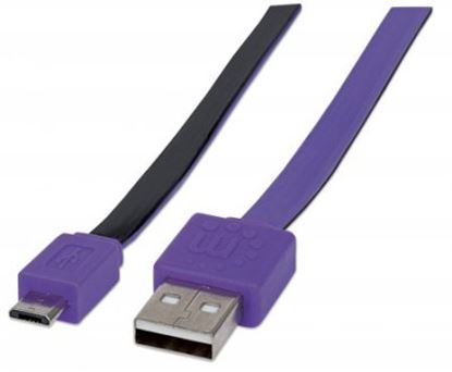 Imagen de PAQ. C/10 - IC - CABLE USB V2 A-MICRO B BLISTER PLANO 1.0M MORADO/NEGRO.