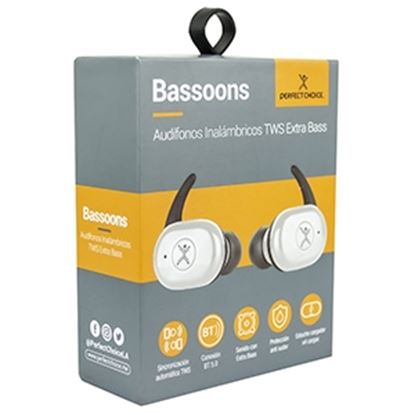 Imagen de PERFECT CHOICE - AUDIFONOS INALAMBRICOS BT TWS EXTRA BASS (BLANCO)