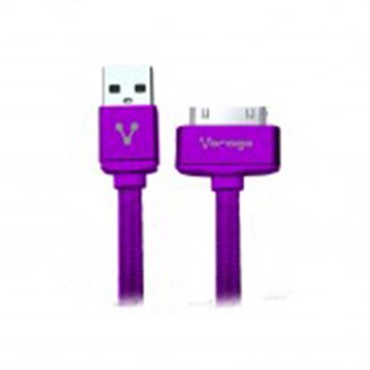 Imagen de PAQ. C/10 - VORAGO - CABLE VORAGO CAB-118 USB-APPLE DOCK 1 METRO MORADO BOLSA