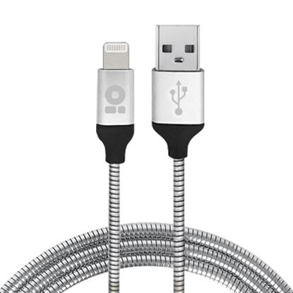 Imagen de PAQ. C/2 - DTC - B-ROBOTIX - CABLE LIGHTNING PARA IPHONE 5 DE 1.0 MTS. ACERO INOXIDABLE