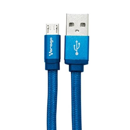 Imagen de PAQ. C/10 - VORAGO - CABLE USB VORAGO CAB-113 AZUL USB 2 A MICRO USB 1METROS BOLSA