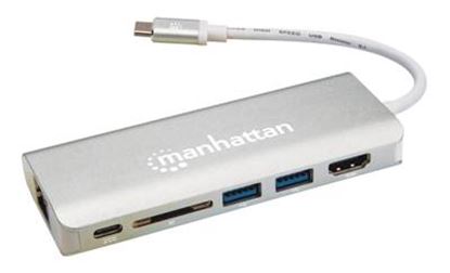Imagen de MANHATTAN - CONVERTIDOR VIDEO USB-C A HDMI/RJ45/USB/USB-C PD/LECTOR  SD