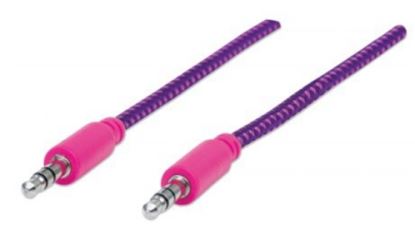 Imagen de PAQ. C/10 - MANHATTAN - CABLE ESTEREO A IPOD M-M 1.0M TEXTIL ROSA/MORADO 1.0M BLÍSTER