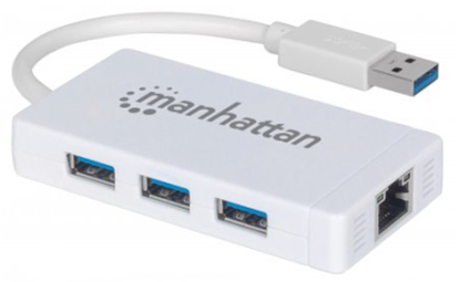 Imagen de MANHATTAN - TARJETA RED GB USB V3.0 + HUB 3 PTOS MH