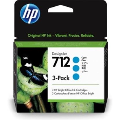 Imagen de HEWLETT PACKARD - HP 712 CYAN 29ML 3-PACK TINTA AMPLIO FORMATO 3ED77A