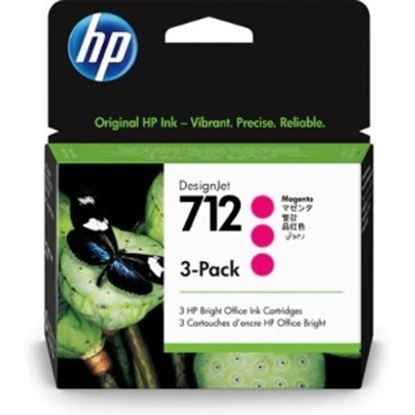 Imagen de HEWLETT PACKARD - HP 712 MAGENTA 29ML 3-PACK TINTA AMPLIO FORMATO 3ED78A