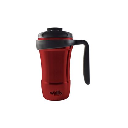 Imagen de WALLIS - TAZA TÉRMICA CON PROTECTOR ANTIDERRAMES, TAPA ROSCA, 350 ML,  ROJO METÁLICO