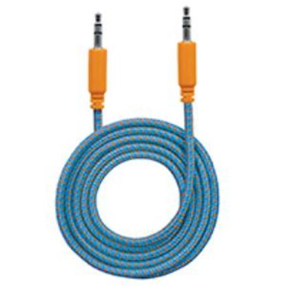 Imagen de PAQ. C/10 - IC - CABLE ESTEREO A IPOD M-M 1.0M TEXTIL AZUL/NARANJA.