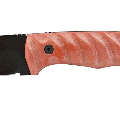 Imagen de MIGUEL NIETO - CUCHILLO COYOTE TÁCTICO Y SUPERVIVENCIA, MANGO MIKARTA NARANJA, HOJA LISA 14 CM, PESO 269 GR