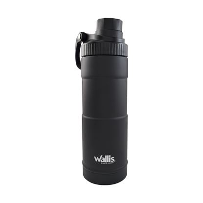Imagen de WALLIS - CILINDRO TÉRMICO DE ACERO INOX CON AGARRADERA, TAPA ROSCA Y CHUPÓN, 500 ML, NEGRO