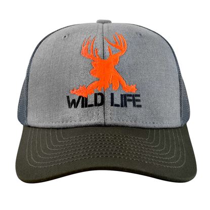 Imagen de SION - GORRA CON MALLA Y AJUSTADOR SNAPBACK DE PLÁSTICO, WILD LIFE,  GRIS CON VISERA OLIVO