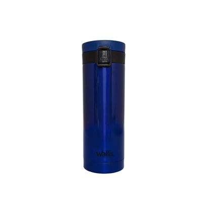 Imagen de WALLIS - TERMO CON BOTON DE SEGURIDAD ANTIDERRAMES,500 ML, AZUL REY METALICO