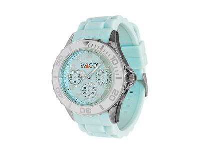 Imagen de SVAGO - RELOJ SÄNTIS ANÁLOGO, UNISEX,  50 METROS / 5 ATM, VERDE AGUA CON BLANCO Y PLATA