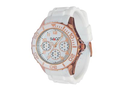 Imagen de SVAGO - RELOJ SÄNTIS ANÁLOGO UNISEX, 50 METROS / 5 ATM, BLANCO CON COBRE