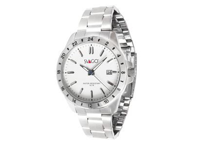 Imagen de SVAGO - RELOJ MONT FORT ANÁLOGO P. CABALLERO,MOV. JAPONÉS, ACERO, 50 M/ 5 ATM, CARÁT. BCA., 40 MM DE  Ø 
