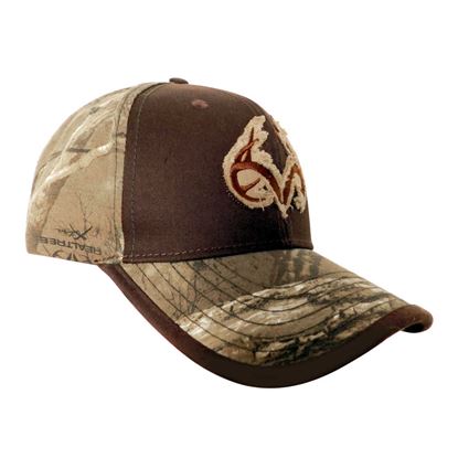 Imagen de REALTREE - GORRA CON CINTILLO DE AJUSTE, CUERNOS DE REALTREE, CAFÉ CON CAMUFLAJE