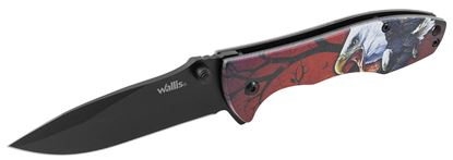 Imagen de WALLIS - NAVAJA CON MANGO ROJO "ÁGUILA", HOJA NEGRA LISA, 8 CM LARGO, CLIP 