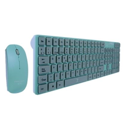 Imagen de PERFECT CHOICE - KIT INALAMBRICO TECLADO MAS MOU SE TURQUESA