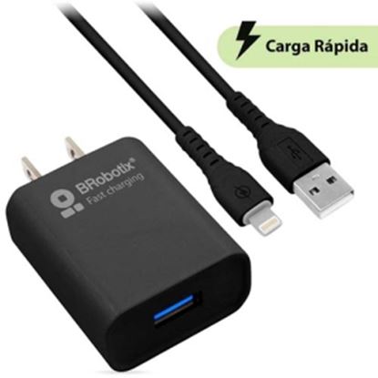 Imagen de PAQ. C/2 - DATA COMPONENTS - FASTCHARGE CARGADOR COMBO Y CAB LE IPHONE NEGRO BROBOTIX