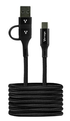 Imagen de PAQ. C/3 - VORAGO - CABLE VORAGO CAB-126 TIPO C ADA PTADOR USB A PD 60W CARGA RAP NEGRO