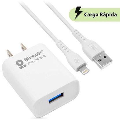 Imagen de PAQ. C/2 - DATA COMPONENTS - FASTCHARGE CARGADOR COMBO Y CAB LE IPHONE BLANCO BROBOTIX