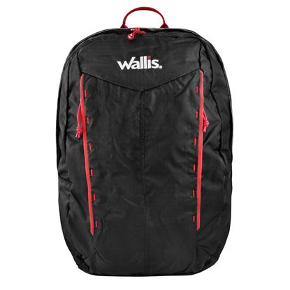 Imagen de WALLIS - MOCHILA PARA MONTAÑA POKHARA 25 L, SEMI-IMPERMEABLE, NEGRA CON ROJO