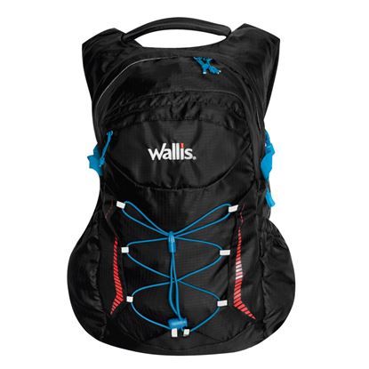 Imagen de WALLIS - MOCHILA PARA MONTAÑA RIGI 23 L, SEMI-IMPERMEABLE, NEGRA CON AZUL ELÉCTRICO