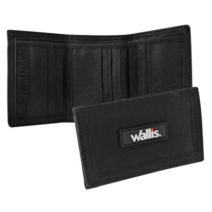 Imagen de WALLIS - CARTERA CON VELCRO 3 DOBLECES, CERRADA 13X8.5 CM, ABIERTA 24.5X12.5 CM, NEGRA