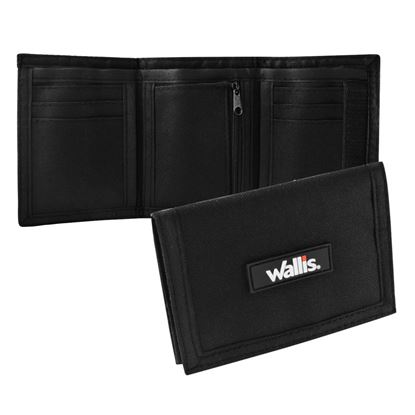 Imagen de WALLIS - CARTERA CON VELCRO 3 DOBLECES, CERRADA 14X10 CM, ABIERTA 30X14 CM, NEGRA