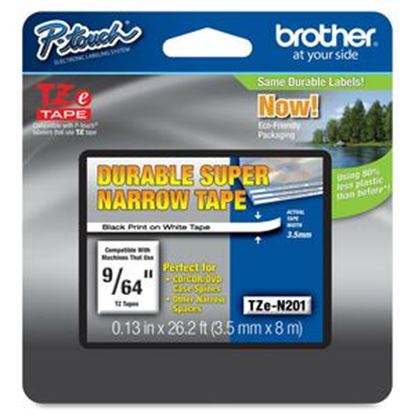 Imagen de PAQ. C/2 - BROTHER - CINTA NEGRA SOBRE BLANCO 3.5MM SUPER NARROW TAPE