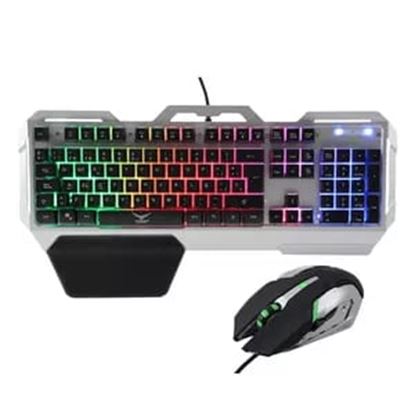 Imagen de NACEB - KIT TECLADO Y MOUSE GAMER NACEB CYBORG LED BASE DE METAL AERODINAM