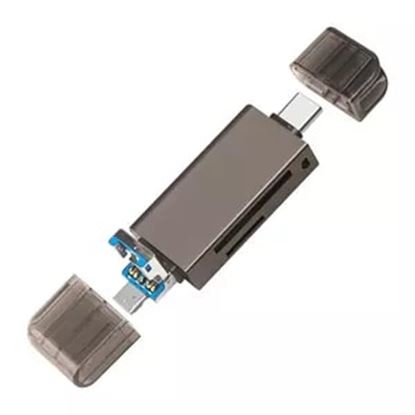 Imagen de PAQ. C/2 - DATA COMPONENTS - LECTOR USB V2.0 MICROSD NEGRO TIPO C Y TIPO A