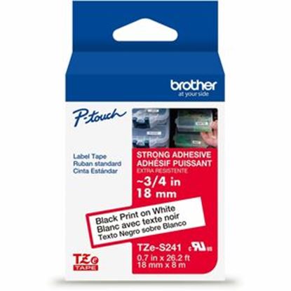 Imagen de BROTHER - CINTA NEGRO SOBRE BLANCO 18MMX 8M ADHESIVO IND EXTRA FUERTE
